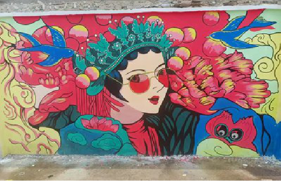 河口墙体彩绘-网红墙