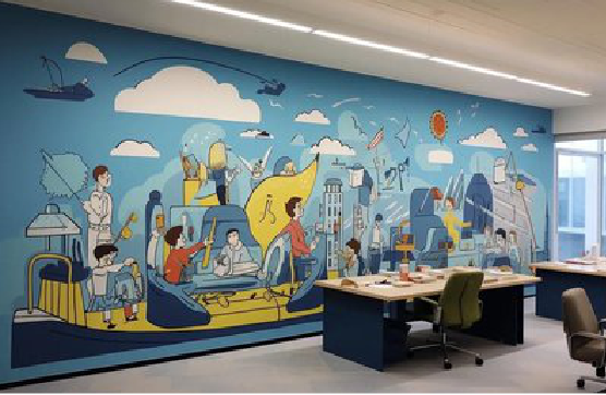 河口办公室墙绘的特点。