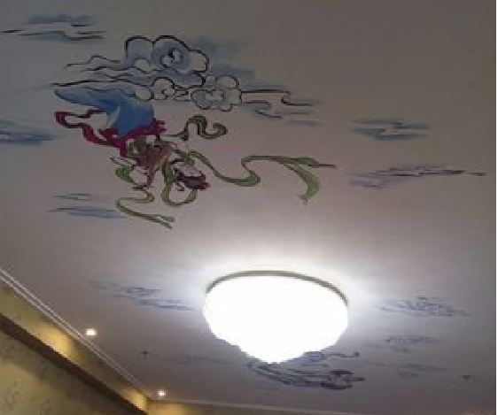 河口如何快速绘制天花板上的手绘墙？