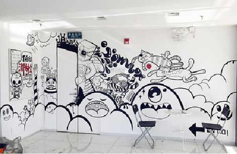 河口手绘墙并非传统涂鸦。